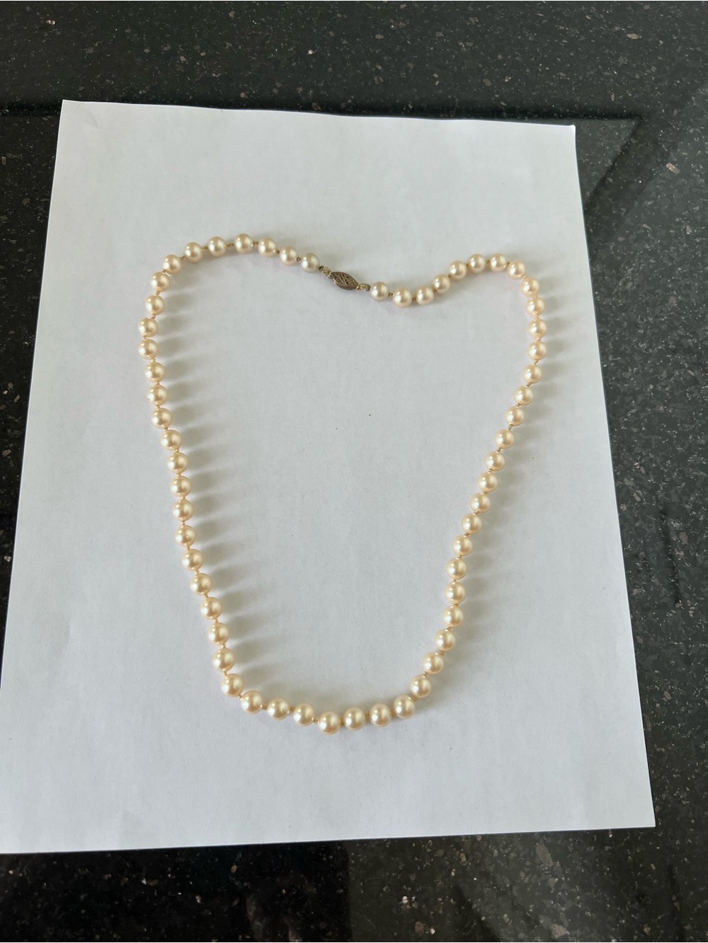 Classic Cream Pearl Strand Necklace with sterling silver clasp 21” long